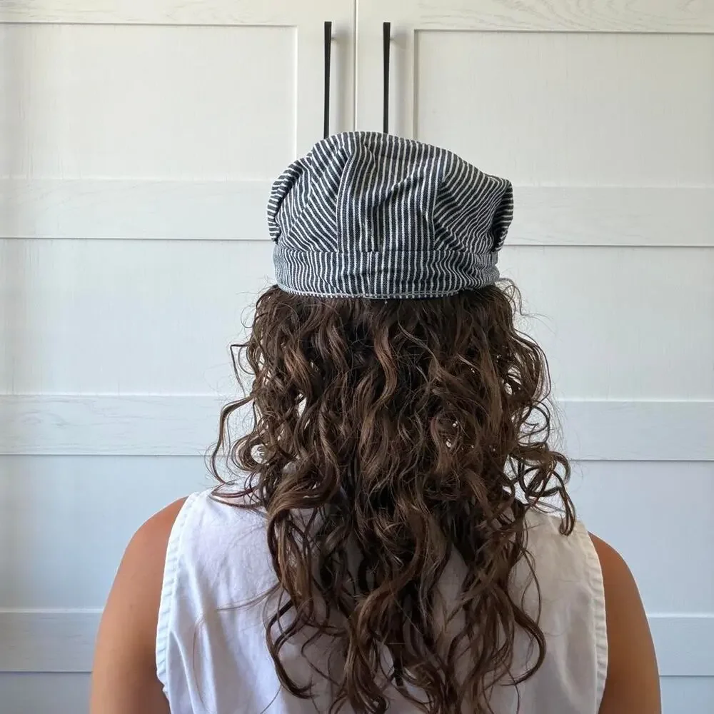 Vintage striped railroad engineer cap